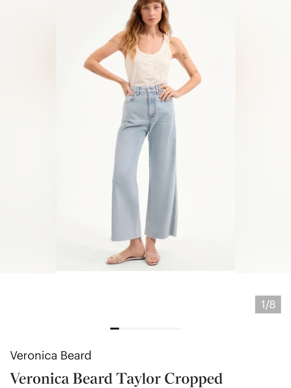Veronica Beard Light Blue Cropped Wide-Leg Jeans